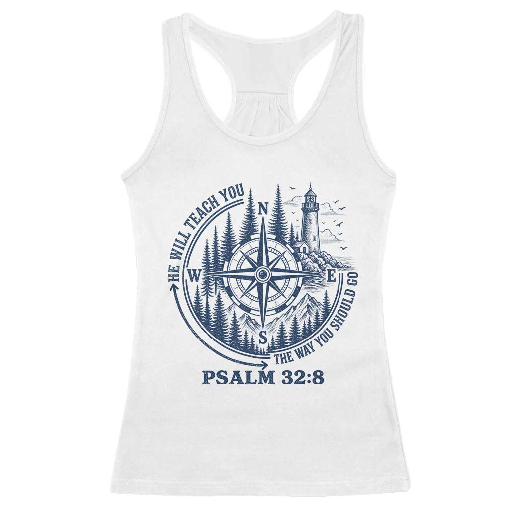 Christian Camping Racerback Tank Top He Will Teach You The Way You Should Go TS11 White Print Your Wear