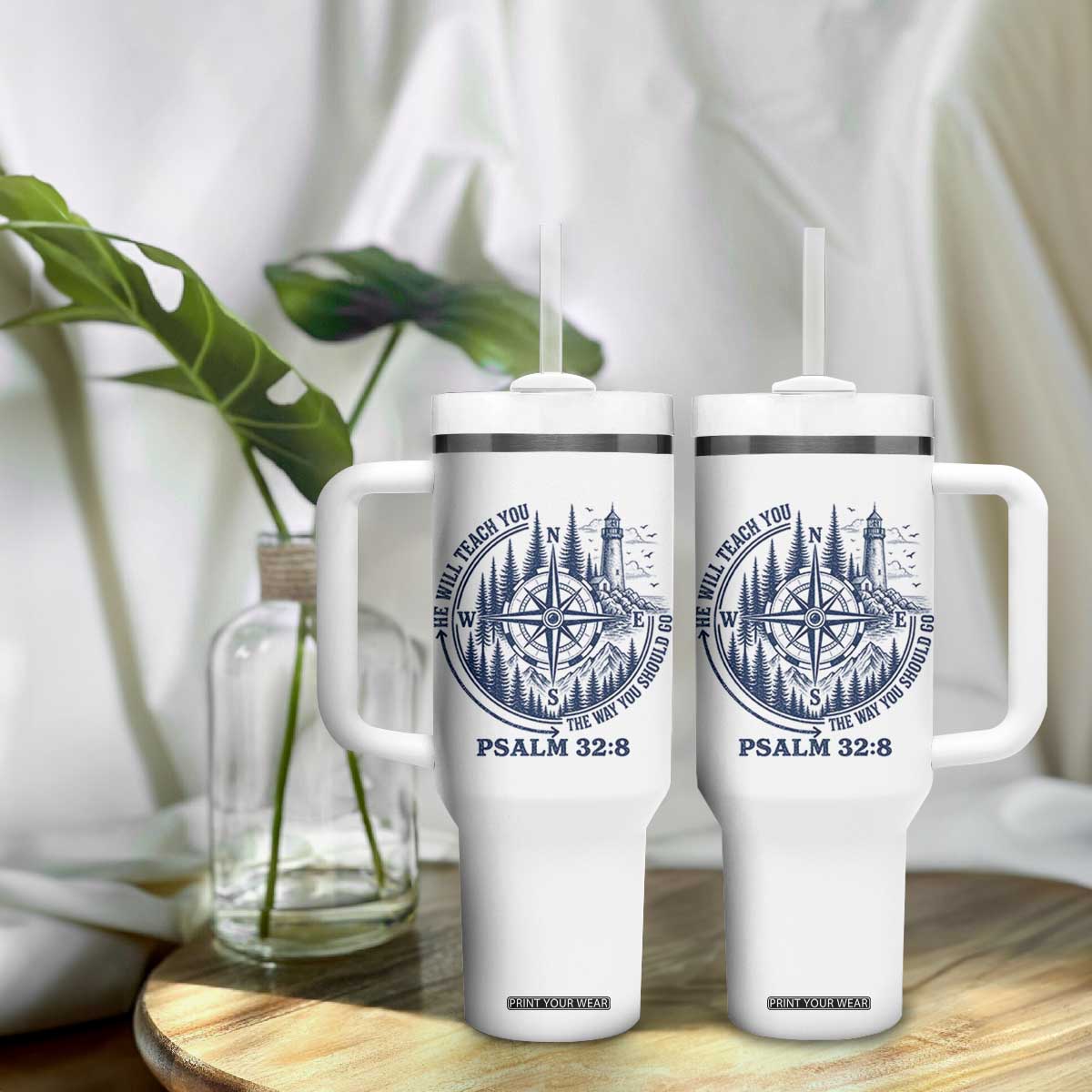Christian Camping Tumbler With Handle He Will Teach You The Way You Should Go TS11 Print Your Wear
