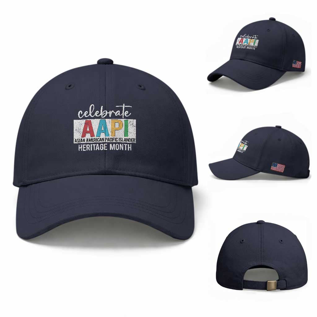 Celebrate AAPI Heritage Month Baseball Cap Asian American and Pacific Islander Countries TS11 Baseball Cap Universal Fit Navy Print Your Wear