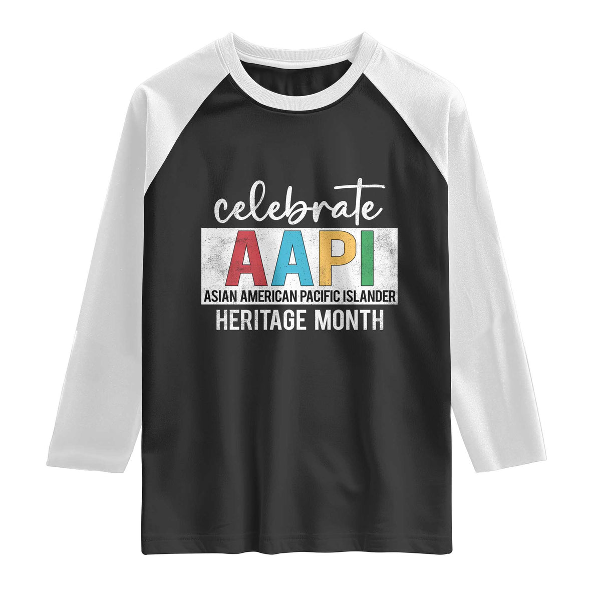 Celebrate AAPI Heritage Month Raglan Shirt Asian American and Pacific Islander Countries TS11 Black White Print Your Wear