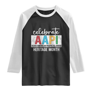 Celebrate AAPI Heritage Month Raglan Shirt Asian American and Pacific Islander Countries TS11 Black White Print Your Wear