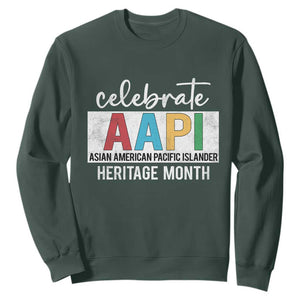 Celebrate AAPI Heritage Month Sweatshirt Asian American and Pacific Islander Countries TS11 Dark Forest Green Print Your Wear