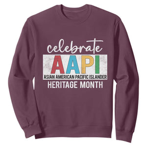 Celebrate AAPI Heritage Month Sweatshirt Asian American and Pacific Islander Countries TS11 Maroon Print Your Wear