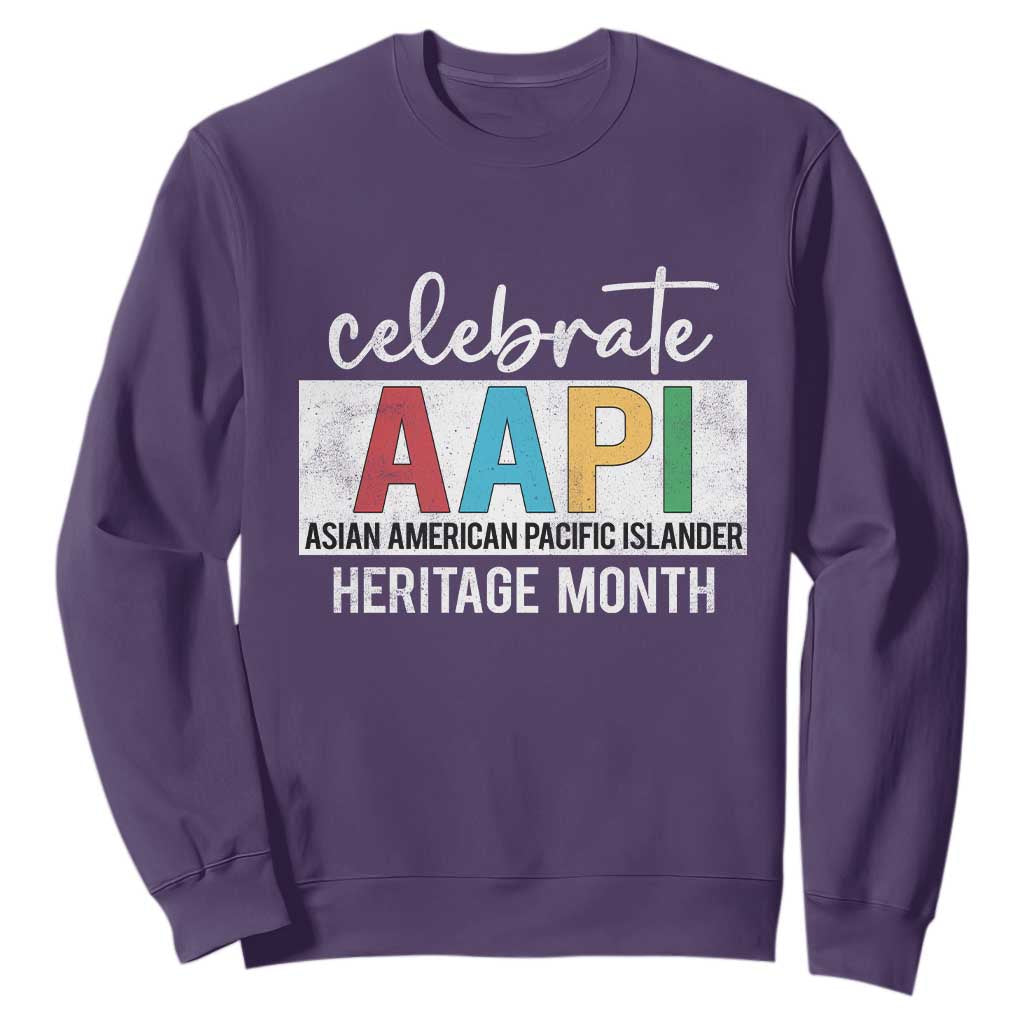 Celebrate AAPI Heritage Month Sweatshirt Asian American and Pacific Islander Countries TS11 Purple Print Your Wear