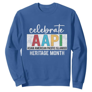 Celebrate AAPI Heritage Month Sweatshirt Asian American and Pacific Islander Countries TS11 Royal Blue Print Your Wear
