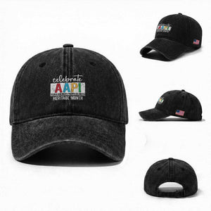 Celebrate AAPI Heritage Month Washed Cotton Baseball Cap Asian American and Pacific Islander Countries TS11 Washed Cap Universal Fit Black Print Your Wear