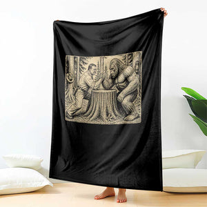 Theodore Roosevelt and Bigfoot Arm Wrestling Retro Throw Blanket TS11 Print Your Wear