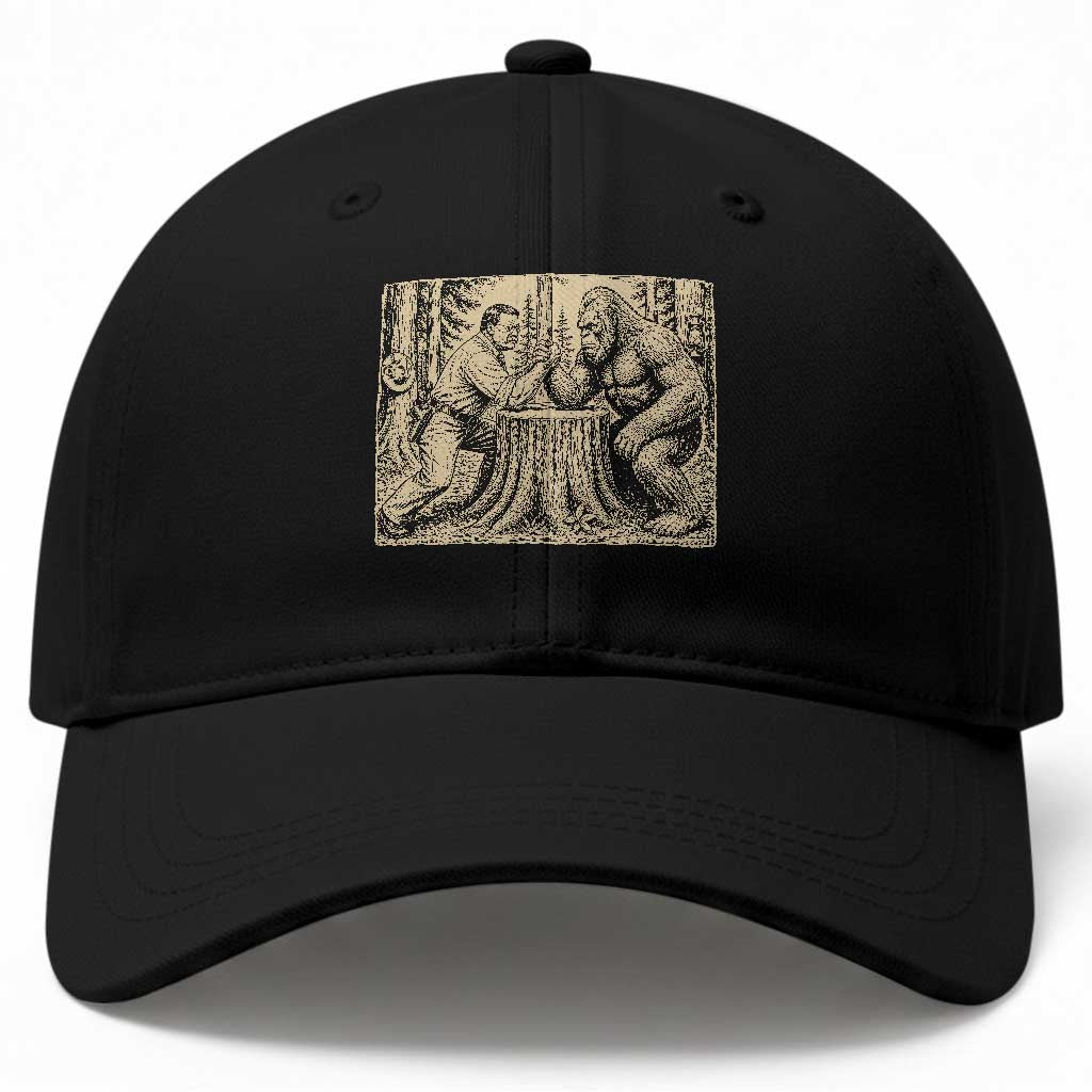Theodore Roosevelt and Bigfoot Arm Wrestling Retro Baseball Cap TS11 Print Your Wear