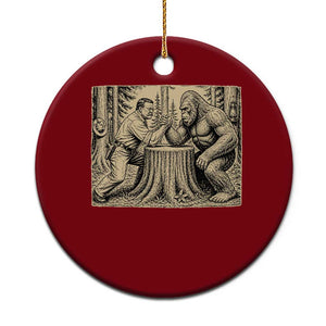 Theodore Roosevelt and Bigfoot Arm Wrestling Retro Ceramic Ornament TS11 1pc Red Print Your Wear