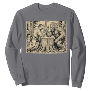 Theodore Roosevelt and Bigfoot Arm Wrestling Retro Sweatshirt TS11 Charcoal Print Your Wear
