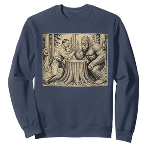 Theodore Roosevelt and Bigfoot Arm Wrestling Retro Sweatshirt TS11 Navy Print Your Wear