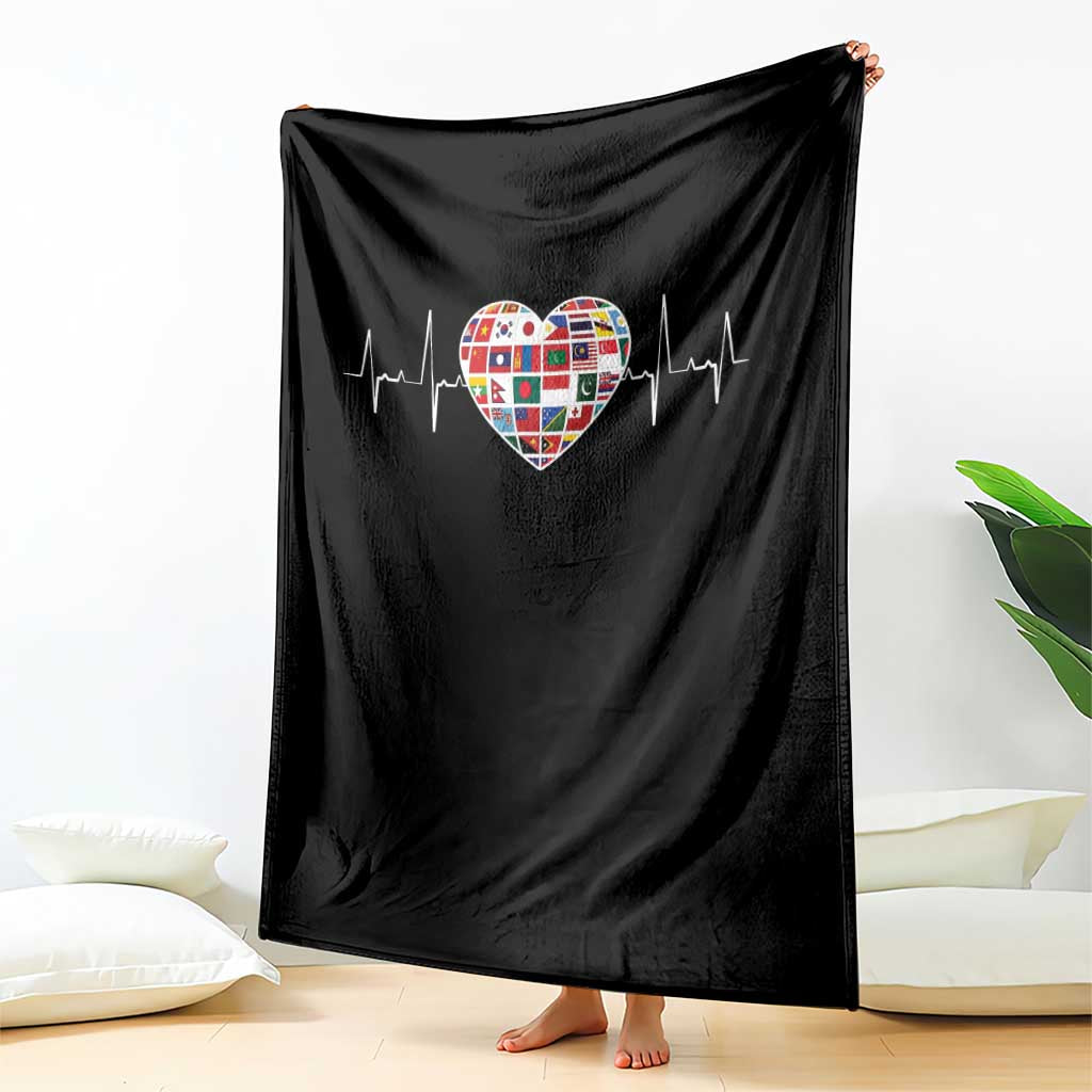 AAPI Heritage Month Heartbeat Heart Asian American and Pacific Islander Countries Flag Throw Blanket TS11 Print Your Wear