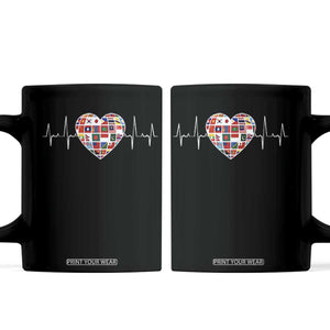 AAPI Heritage Month Heartbeat Heart Asian American and Pacific Islander Countries Flag Coffee Mug TS11 Black Print Your Wear