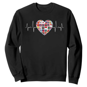 AAPI Heritage Month Heartbeat Heart Asian American and Pacific Islander Countries Flag Sweatshirt TS11 Black Print Your Wear