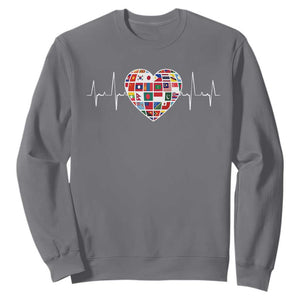 AAPI Heritage Month Heartbeat Heart Asian American and Pacific Islander Countries Flag Sweatshirt TS11 Charcoal Print Your Wear