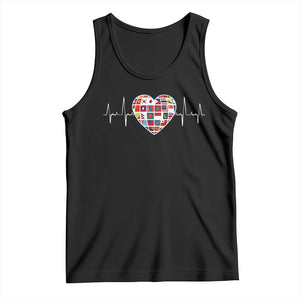 AAPI Heritage Month Heartbeat Heart Asian American and Pacific Islander Countries Flag Tank Top TS11 Black Print Your Wear