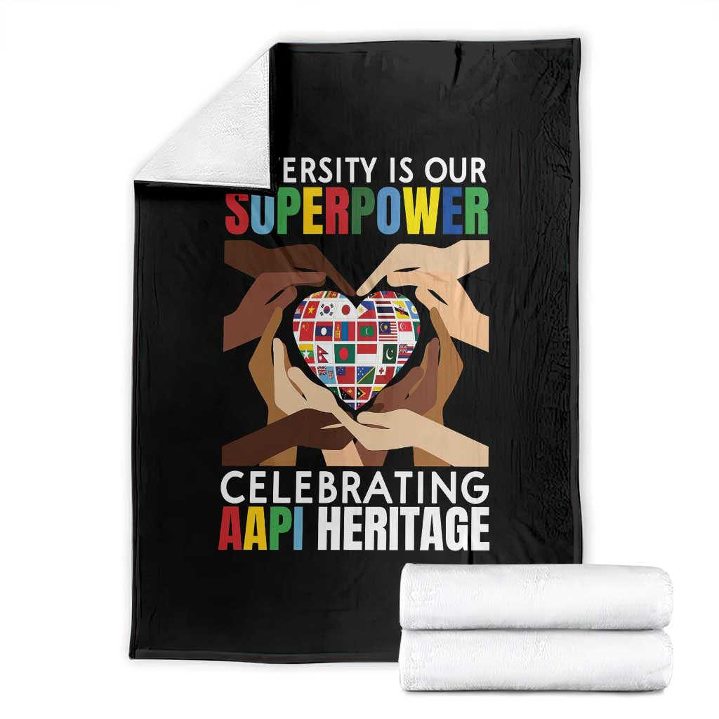 AAPI Heritage Month Throw Blanket Diversity Is Our Superpower Asian American and Pacific Islander Countries TS11 Black Print Your Wear