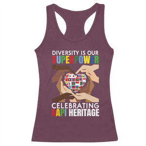 AAPI Heritage Month Racerback Tank Top Diversity Is Our Superpower Asian American and Pacific Islander Countries TS11 Maroon Print Your Wear