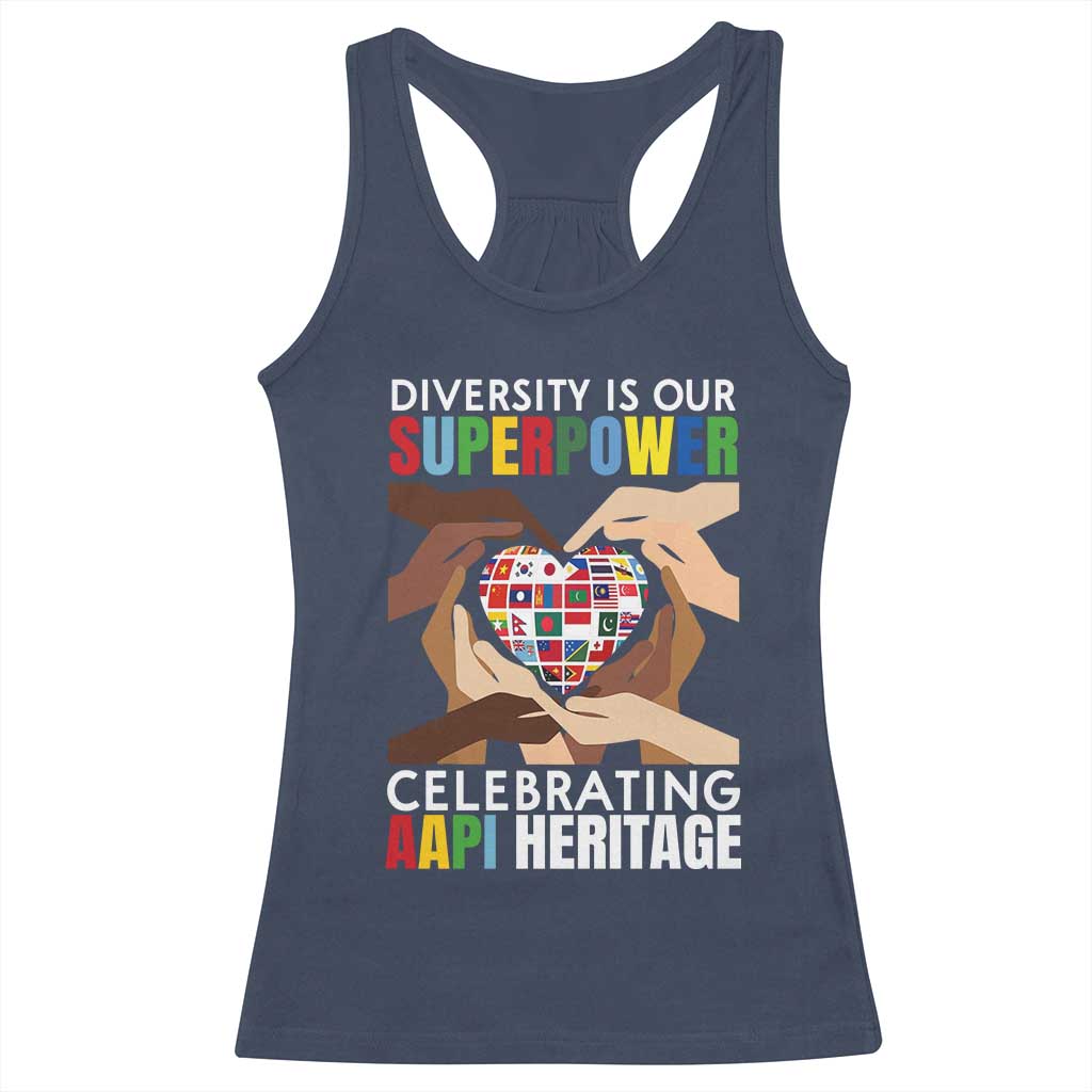 AAPI Heritage Month Racerback Tank Top Diversity Is Our Superpower Asian American and Pacific Islander Countries TS11 Navy Print Your Wear