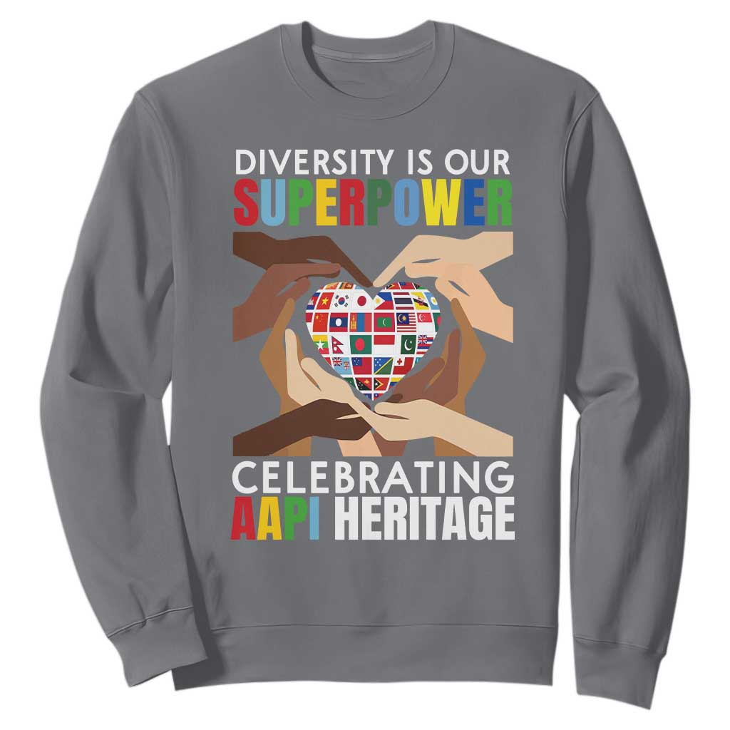 AAPI Heritage Month Sweatshirt Diversity Is Our Superpower Asian American and Pacific Islander Countries TS11 Charcoal Print Your Wear