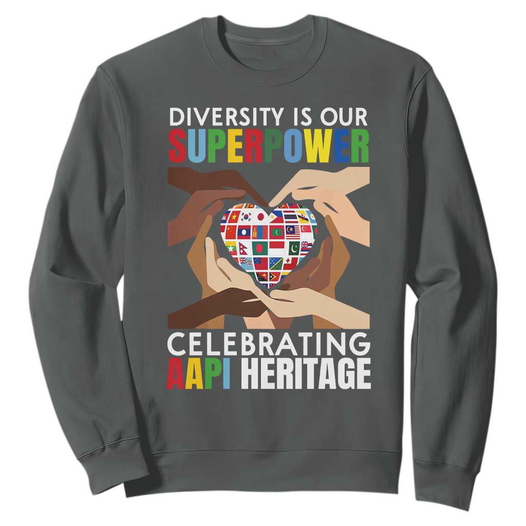 AAPI Heritage Month Sweatshirt Diversity Is Our Superpower Asian American and Pacific Islander Countries TS11 Dark Heather Print Your Wear