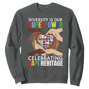 AAPI Heritage Month Sweatshirt Diversity Is Our Superpower Asian American and Pacific Islander Countries TS11 Dark Heather Print Your Wear