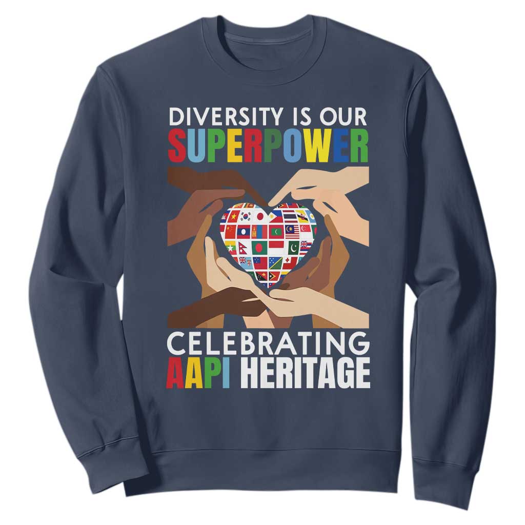 AAPI Heritage Month Sweatshirt Diversity Is Our Superpower Asian American and Pacific Islander Countries TS11 Navy Print Your Wear
