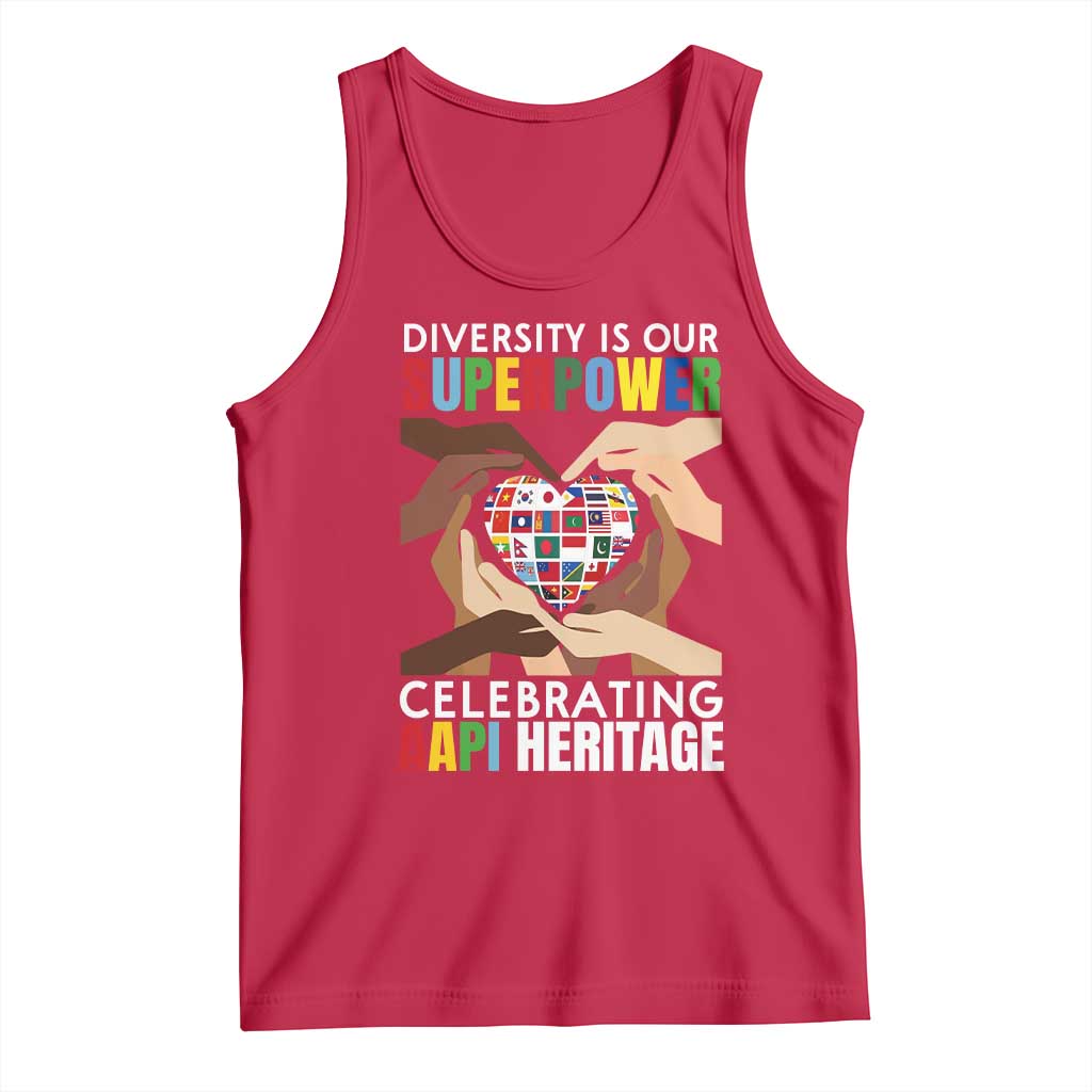 AAPI Heritage Month Tank Top Diversity Is Our Superpower Asian American and Pacific Islander Countries TS11 Red Print Your Wear