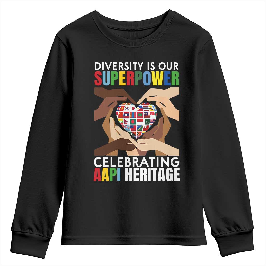 AAPI Heritage Month Youth Sweatshirt Diversity Is Our Superpower Asian American and Pacific Islander Countries TS11 Black Print Your Wear