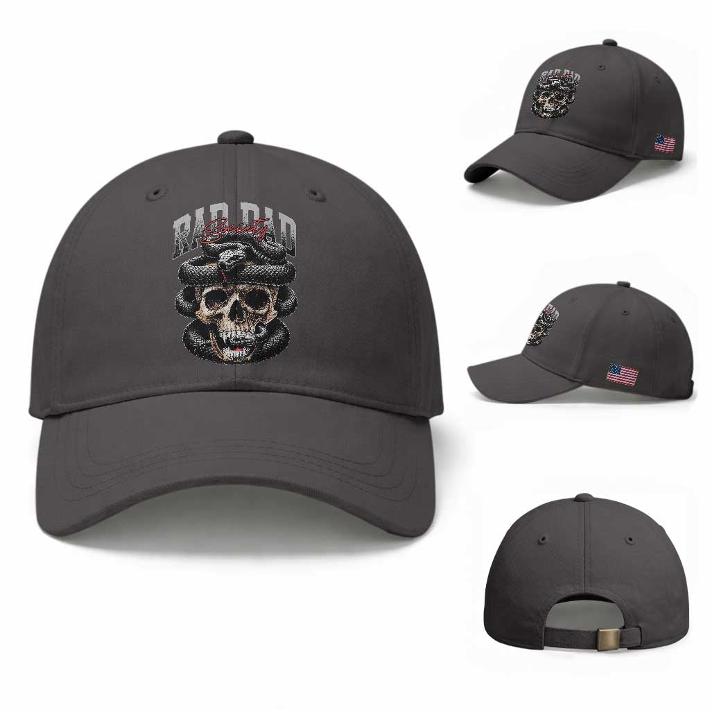 Funny Rad Dad Society Baseball Cap Dad Life Skull Snake Fathers Day TS11 Baseball Cap Universal Fit Dark Gray Print Your Wear