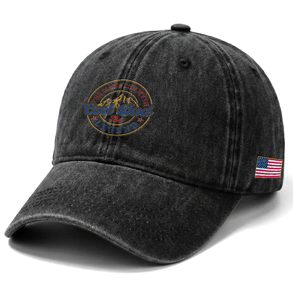 Cool Dad The Man The Myth The Legend Washed Cotton Baseball Cap Fathers Day Beer Lover TS11 Print Your Wear