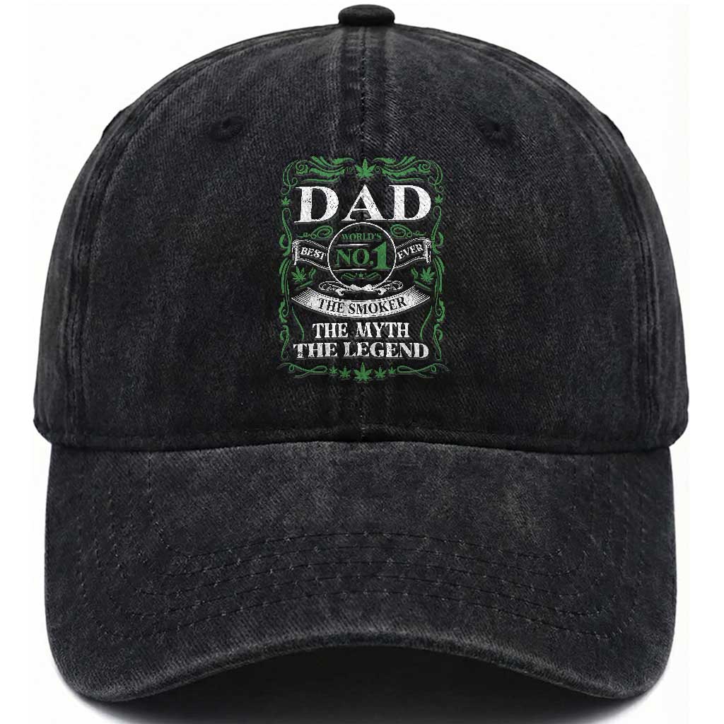 Funny Weed Cannabis Dad Washed Cotton Baseball Cap Worlds No 1 Best Dad Ever The Smoker The Myth The Legend TS11 Print Your Wear