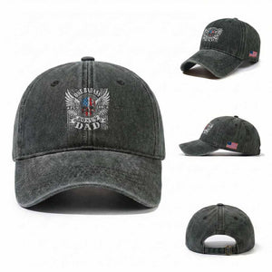 Funny One Badass Bonus Stepdad Washed Cotton Baseball Cap Bonus Dad Fathers Day American Flag Skull TS11 Washed Cap Universal Fit Dark Green Print Your Wear