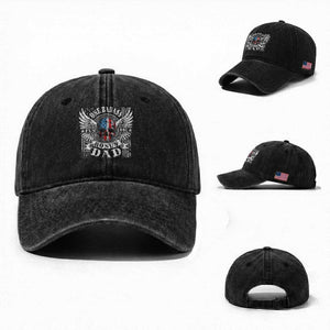 Funny One Badass Bonus Stepdad Washed Cotton Baseball Cap Bonus Dad Fathers Day American Flag Skull TS11 Washed Cap Universal Fit Black Print Your Wear