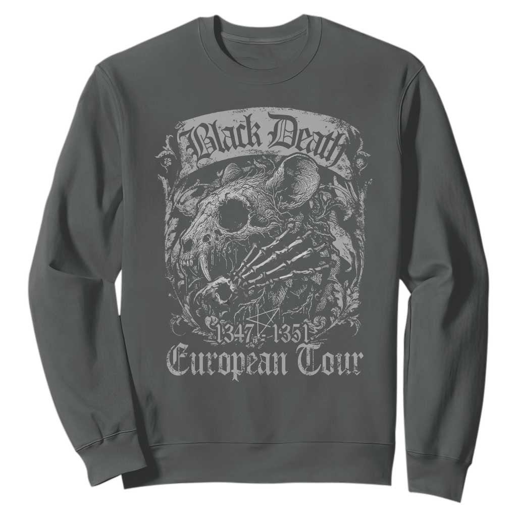 Black Death European Tour Sweatshirt Plague Rat Medieval History Gothic TS11 Dark Heather Print Your Wear