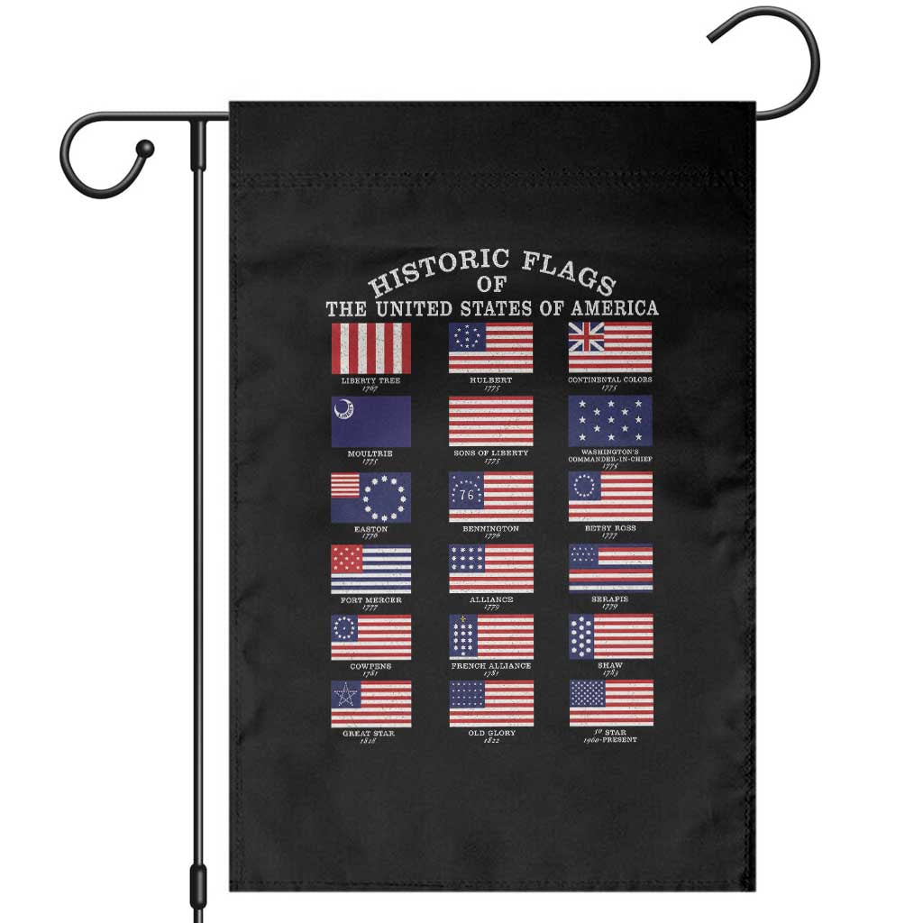 Historic Flags of The United States of America Garden Flag US History 4th of July TS11 Black Print Your Wear