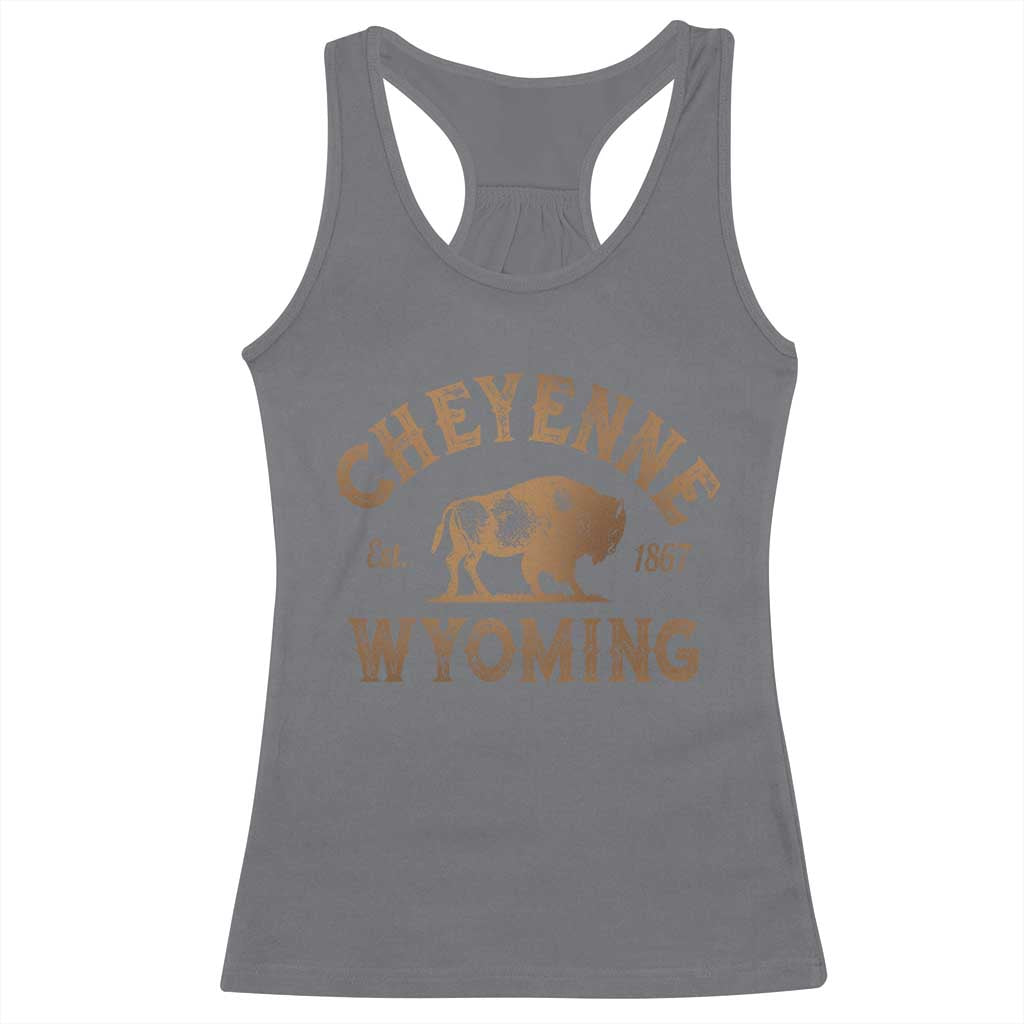 Cheyenne Wyoming Est 1867 WY Bison Cowboy State Pride Racerback Tank Top TS11 Charcoal Print Your Wear