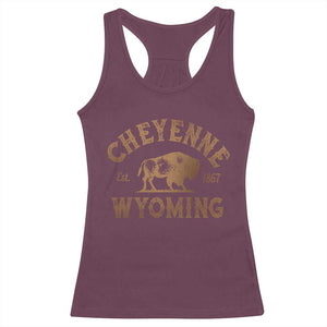 Cheyenne Wyoming Est 1867 WY Bison Cowboy State Pride Racerback Tank Top TS11 Maroon Print Your Wear