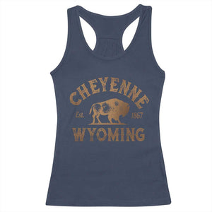 Cheyenne Wyoming Est 1867 WY Bison Cowboy State Pride Racerback Tank Top TS11 Navy Print Your Wear