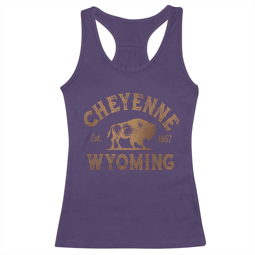 Cheyenne Wyoming Est 1867 WY Bison Cowboy State Pride Racerback Tank Top TS11 Purple Print Your Wear