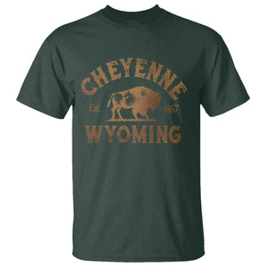 Cheyenne Wyoming Est 1867 WY Bison Cowboy State Pride T Shirt TS11 Dark Forest Green Print Your Wear