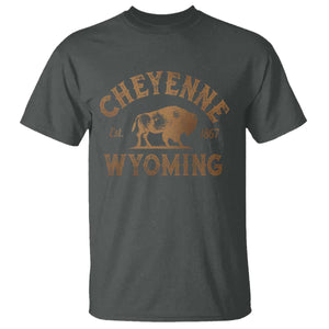 Cheyenne Wyoming Est 1867 WY Bison Cowboy State Pride T Shirt TS11 Dark Heather Print Your Wear