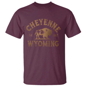 Cheyenne Wyoming Est 1867 WY Bison Cowboy State Pride T Shirt TS11 Maroon Print Your Wear