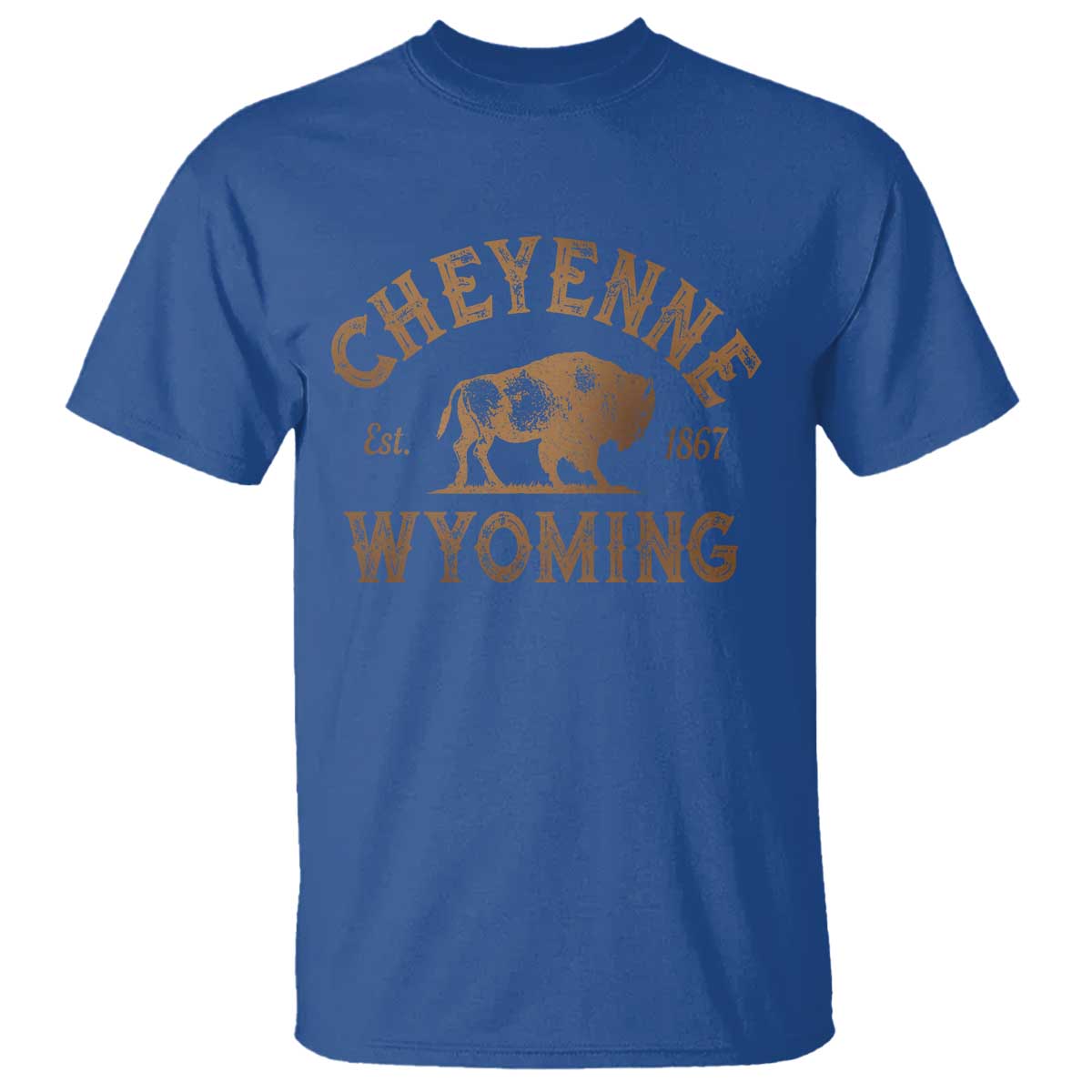 Cheyenne Wyoming Est 1867 WY Bison Cowboy State Pride T Shirt TS11 Royal Blue Print Your Wear