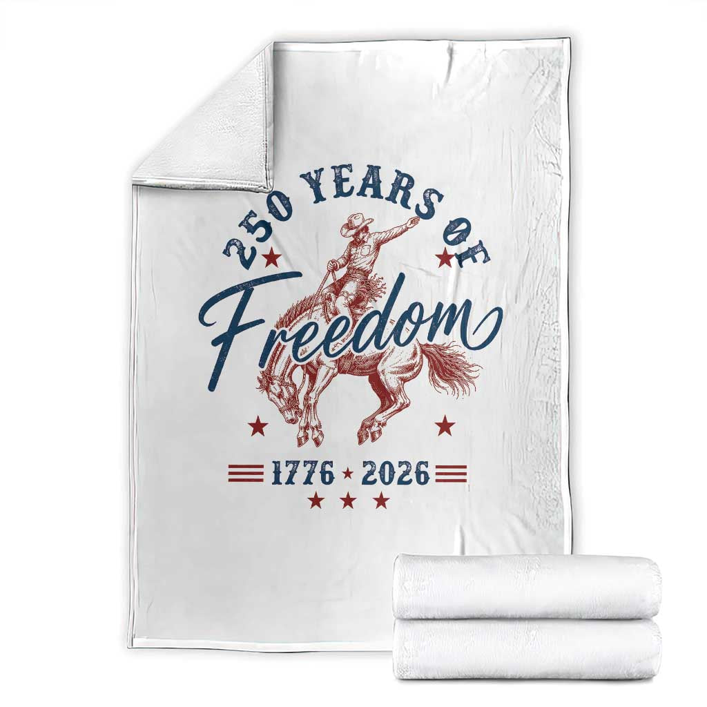 250 Years Of Freedom Cowboy Throw Blanket Western 250th Anniversary USA 1776 2026 TS11 White Print Your Wear
