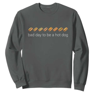 Bad Day To Be A Hot Dog Sweatshirt Funny US Regional Hotdog Styles TS11 Dark Heather Print Your Wear