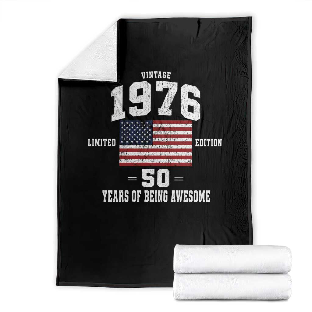 50th Birthday Throw Blanket Vintage 1976 Limited Edition 50 Years Of Being Awesome USA Flag TS11 Black Print Your Wear