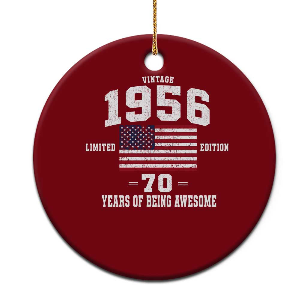 70th Birthday Ceramic Ornament Vintage 1956 Limited Edition 70 Years Of Being Awesome USA Flag TS11 1pc Red Print Your Wear