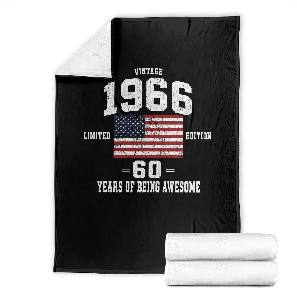 60th Birthday Throw Blanket Vintage 1966 Limited Edition 60 Years Of Being Awesome USA Flag TS11 Black Print Your Wear