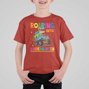 Roaring Into Kindergarten T Shirt For Kid Back to School Dinosaur T-Rex Monster Truck TS11 Red Print Your Wear